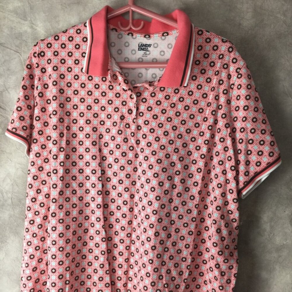 Lands End Womens 3X Polo Shirt Short Sleeve Colar Shirt